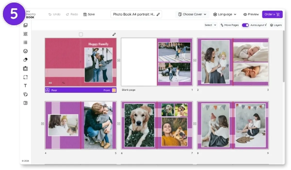 The photo book is checked in the online editor before the order is placed
